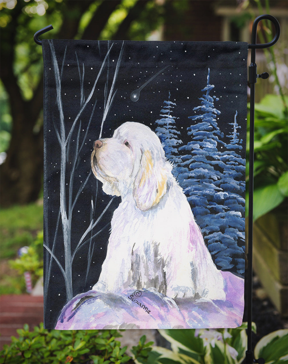 Clumber Spaniel Garden Flag Mailbox Decorative Yard Banner Outside Patio Artwork for Flower Beds, Garden Size, Multicolor