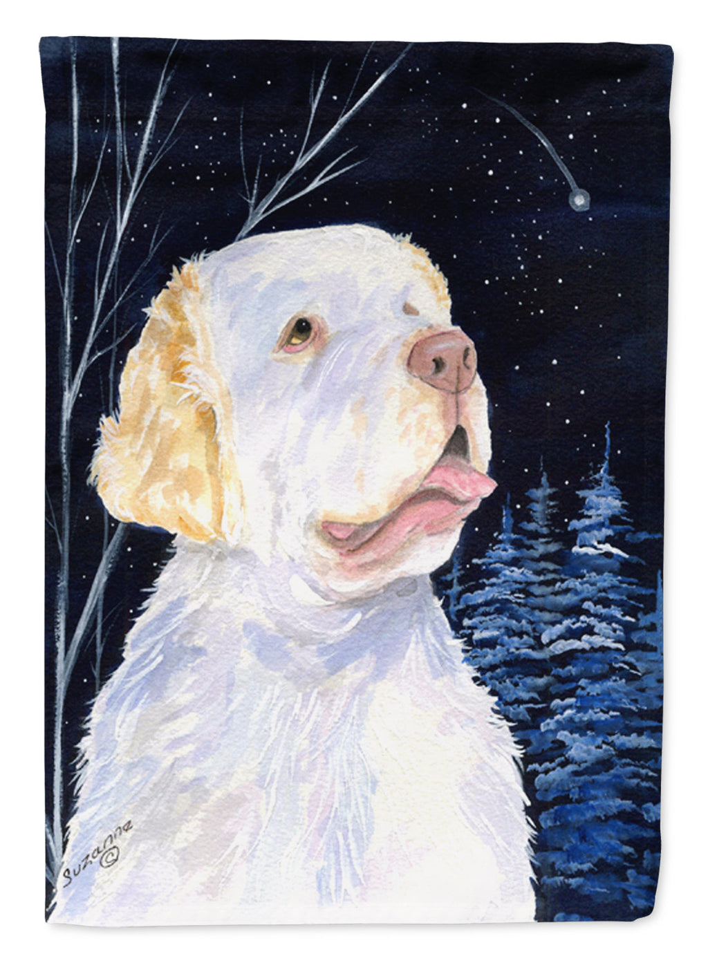 Starry Night Clumber Spaniel Garden Flag Mailbox Decorative Yard Banner Outside Patio Artwork for Flower Beds, Garden Size, Multicolor