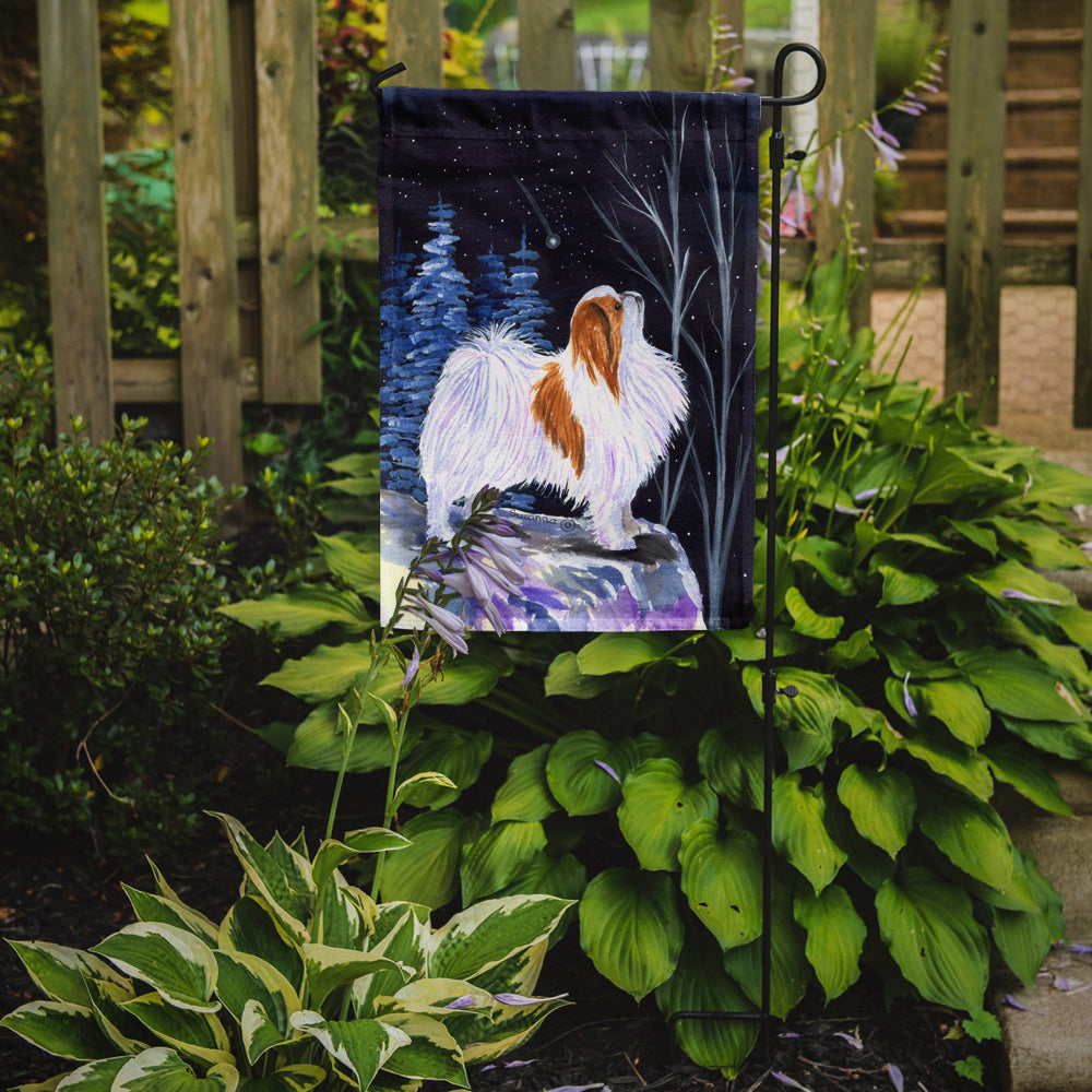 Starry Night Japanese Chin Garden Flag Mailbox Decorative Yard Banner Outside Patio Artwork for Flower Beds, Garden Size, Multicolor