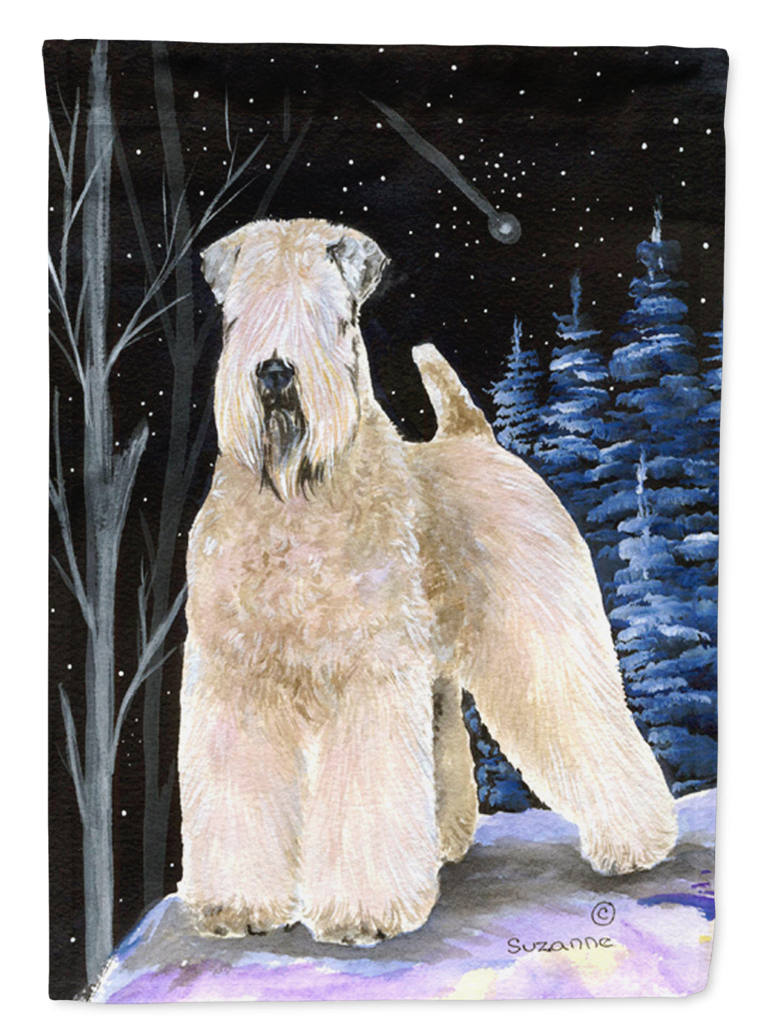 Starry Night Wheaten Terrier Soft Coated Garden Flag Mailbox Decorative Yard Banner Outside Patio Artwork for Flower Beds, Garden Size, Multicolor
