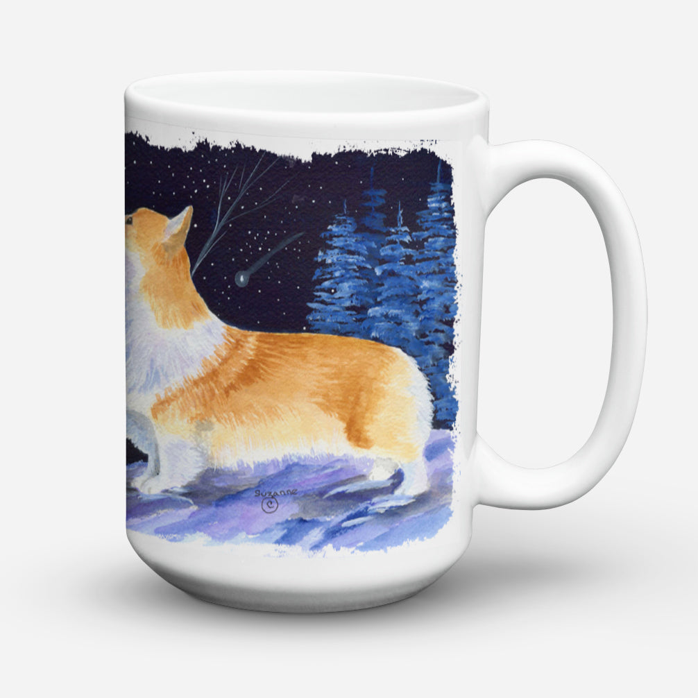 Starry Night Corgi Ceramic Coffee Mug 15 oz Decorative Large C Handle Mug Cup for Tea, Cocoa Hot Chocolate