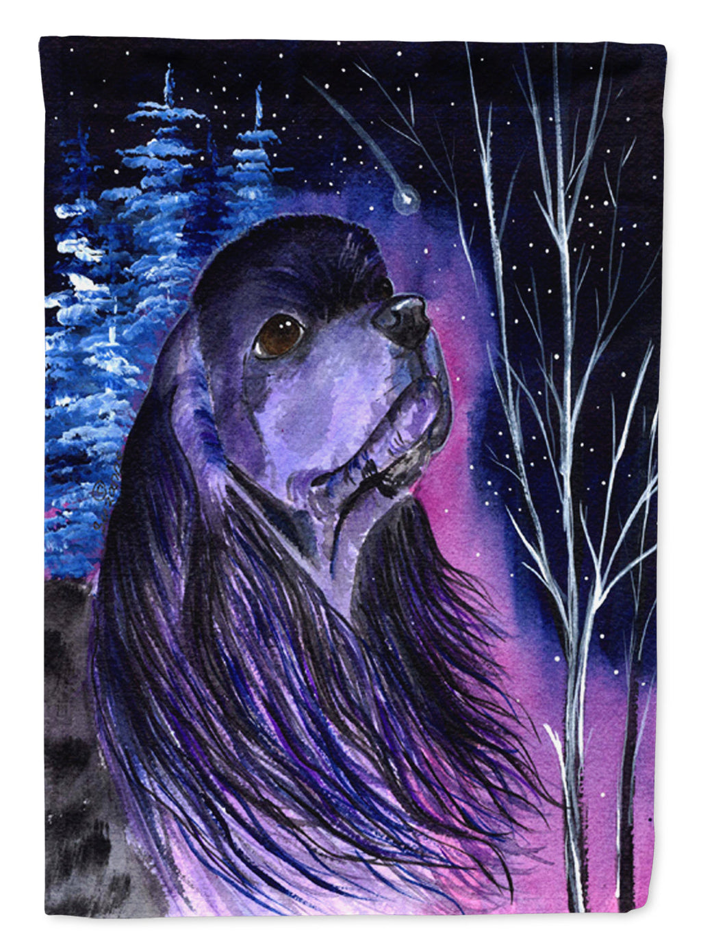 Starry Night Cocker Spaniel Garden Flag Mailbox Decorative Yard Banner Outside Patio Artwork for Flower Beds, Garden Size, Multicolor