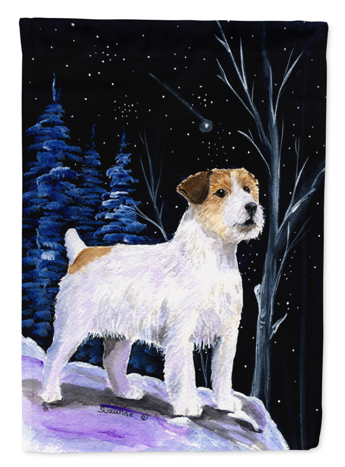 Starry Night Jack Russell Terrier Garden Flag Mailbox Decorative Yard Banner Outside Patio Artwork for Flower Beds, Garden Size, Multicolor