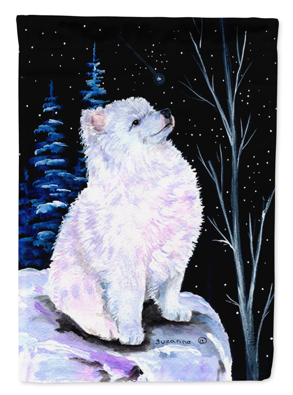 Starry Night American Eskimo Garden Flag Mailbox Decorative Yard Banner Outside Patio Artwork for Flower Beds, Garden Size, Multicolor