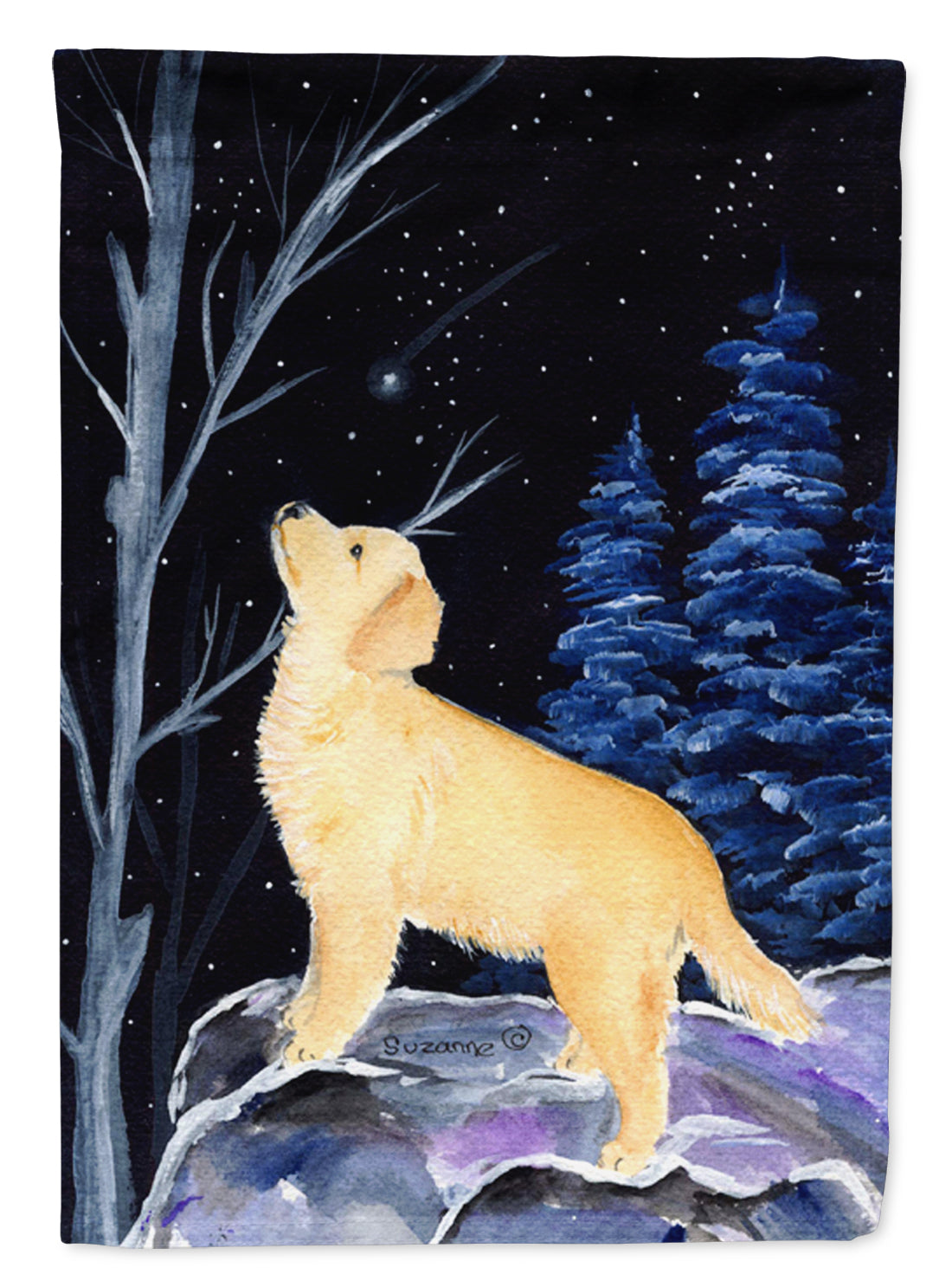 Starry Night Golden Retriever Garden Flag Mailbox Decorative Yard Banner Outside Patio Artwork for Flower Beds, Garden Size, Multicolor