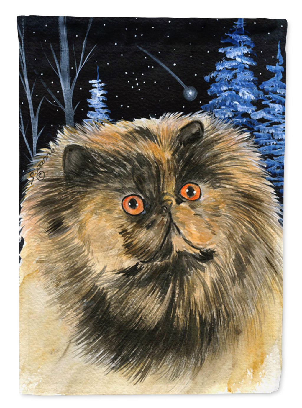 Starry Night Cat - Persian Garden Flag Mailbox Decorative Yard Banner Outside Patio Artwork for Flower Beds, Garden Size, Multicolor