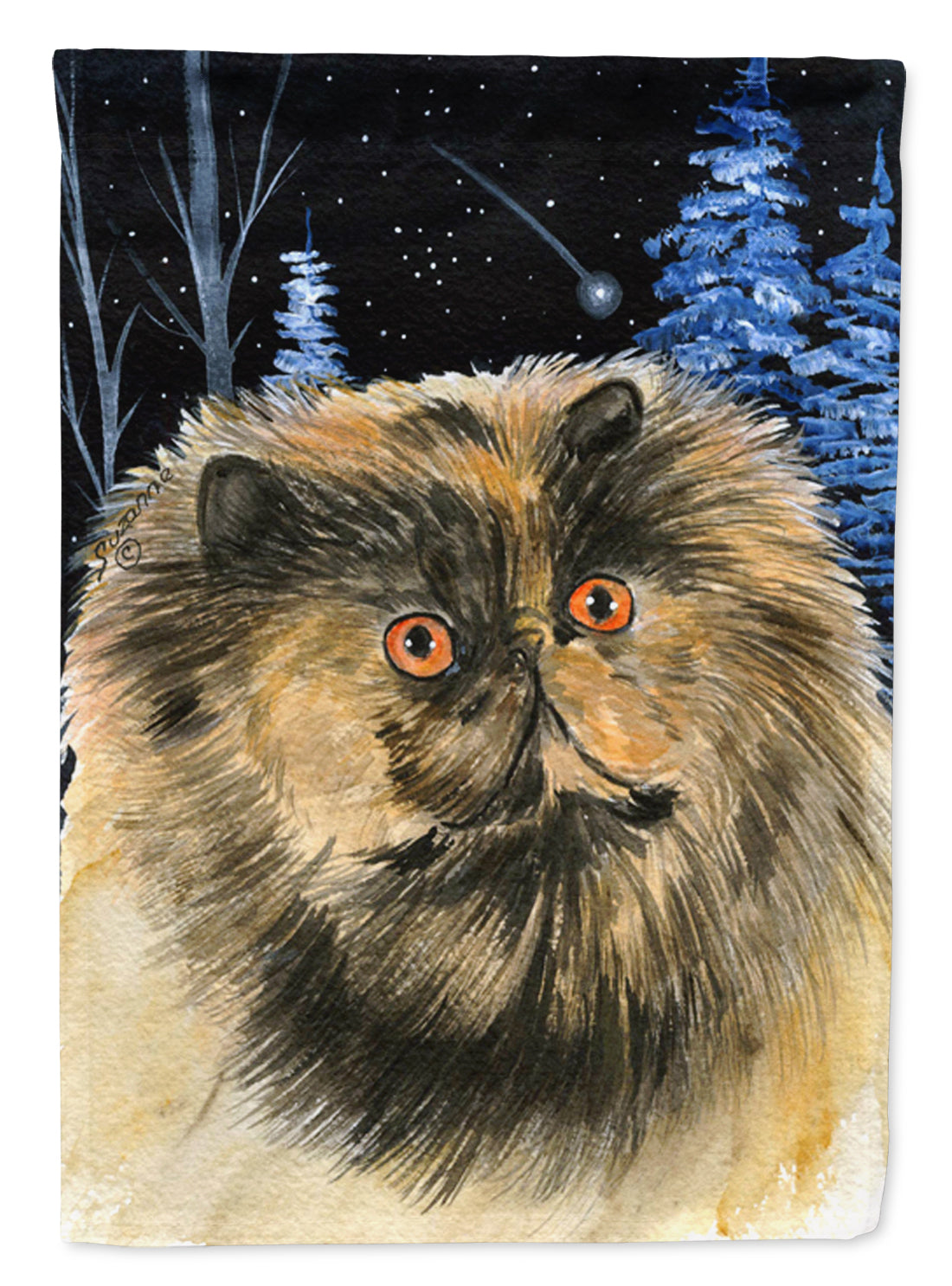 Starry Night Cat - Persian Garden Flag Mailbox Decorative Yard Banner Outside Patio Artwork for Flower Beds, Garden Size, Multicolor