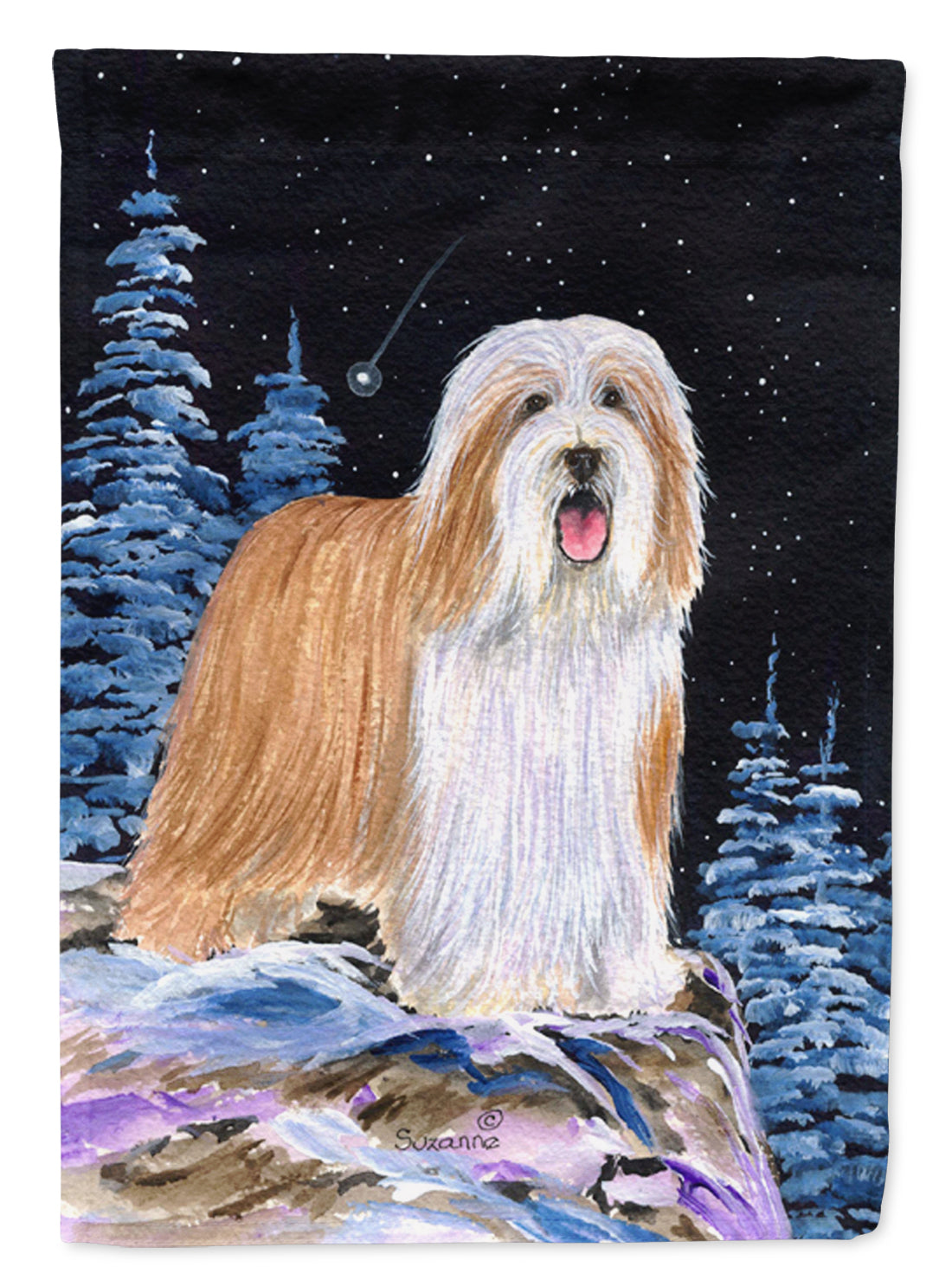 Starry Night Bearded Collie Garden Flag Mailbox Decorative Yard Banner Outside Patio Artwork for Flower Beds, Garden Size, Multicolor