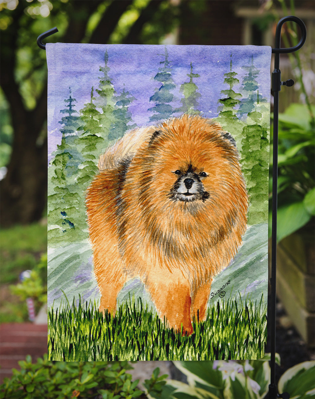 Pomeranian Garden Flag Mailbox Decorative Yard Banner Outside Patio Artwork for Flower Beds, Garden Size, Multicolor