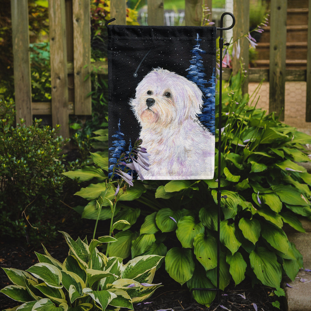 Starry Night Maltese Garden Flag Mailbox Decorative Yard Banner Outside Patio Artwork for Flower Beds, Garden Size, Multicolor