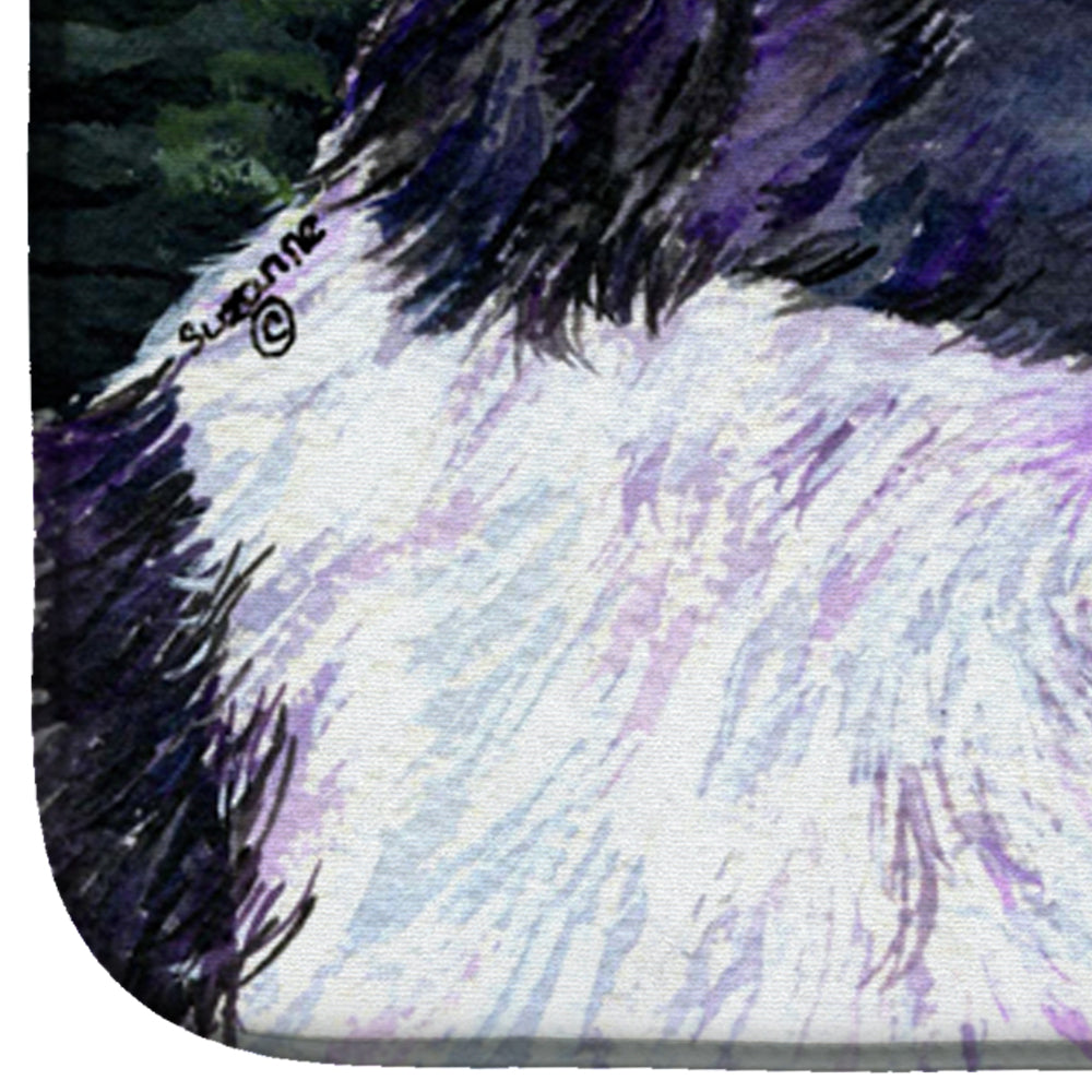 Starry Night Border Collie Dish Drying Mat Absorbent Dish Drying Mat Pad for Kitchen Counter Dish Drainer Mat for Countertop, 14 x 21", Multicolor
