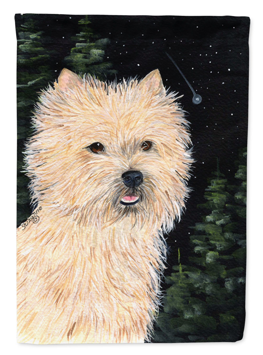 Starry Night Cairn Terrier Garden Flag Mailbox Decorative Yard Banner Outside Patio Artwork for Flower Beds, Garden Size, Multicolor