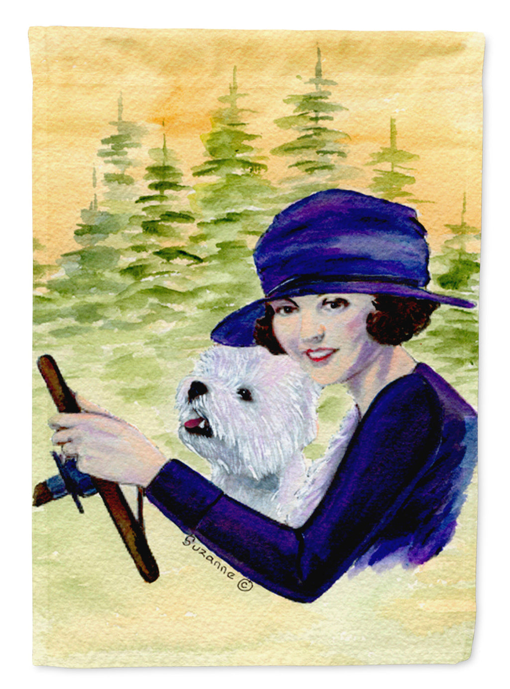 Woman driving with her Westie Garden Flag Mailbox Decorative Yard Banner Outside Patio Artwork for Flower Beds, Garden Size, Multicolor