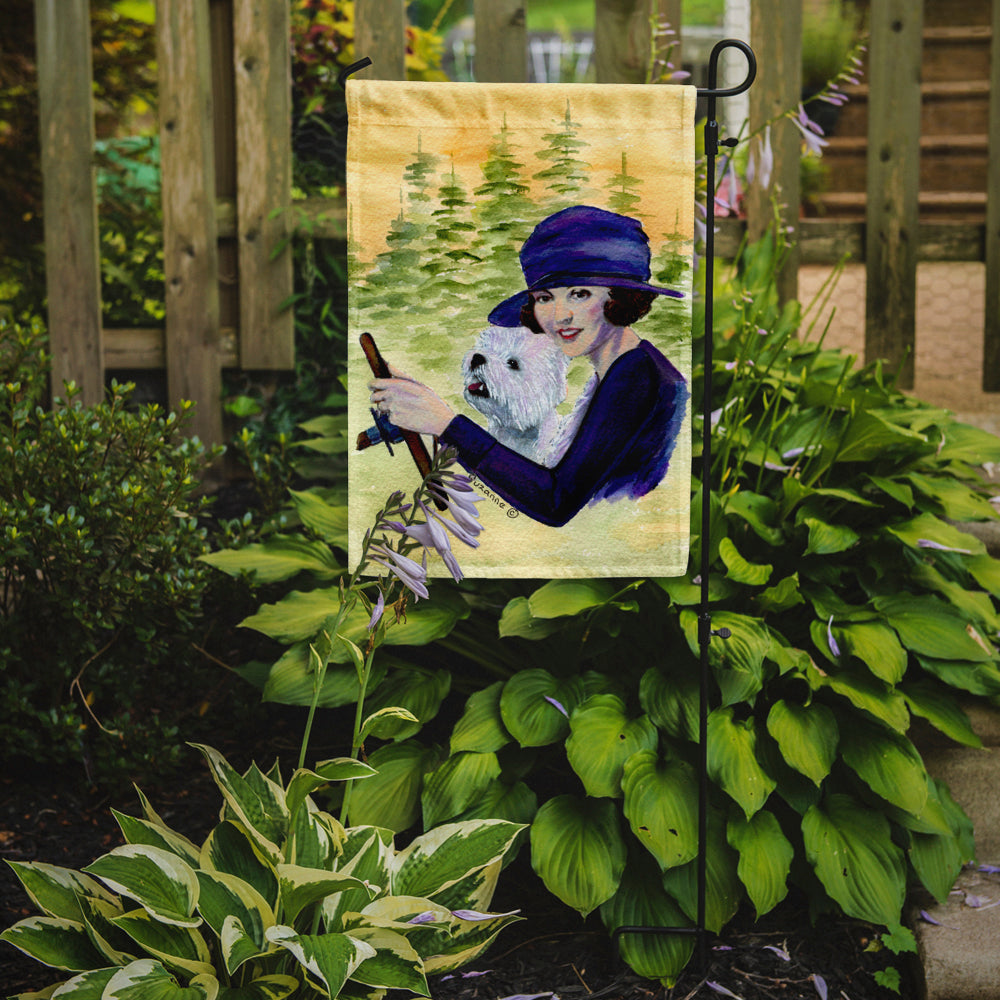 Woman driving with her Westie Garden Flag Mailbox Decorative Yard Banner Outside Patio Artwork for Flower Beds, Garden Size, Multicolor