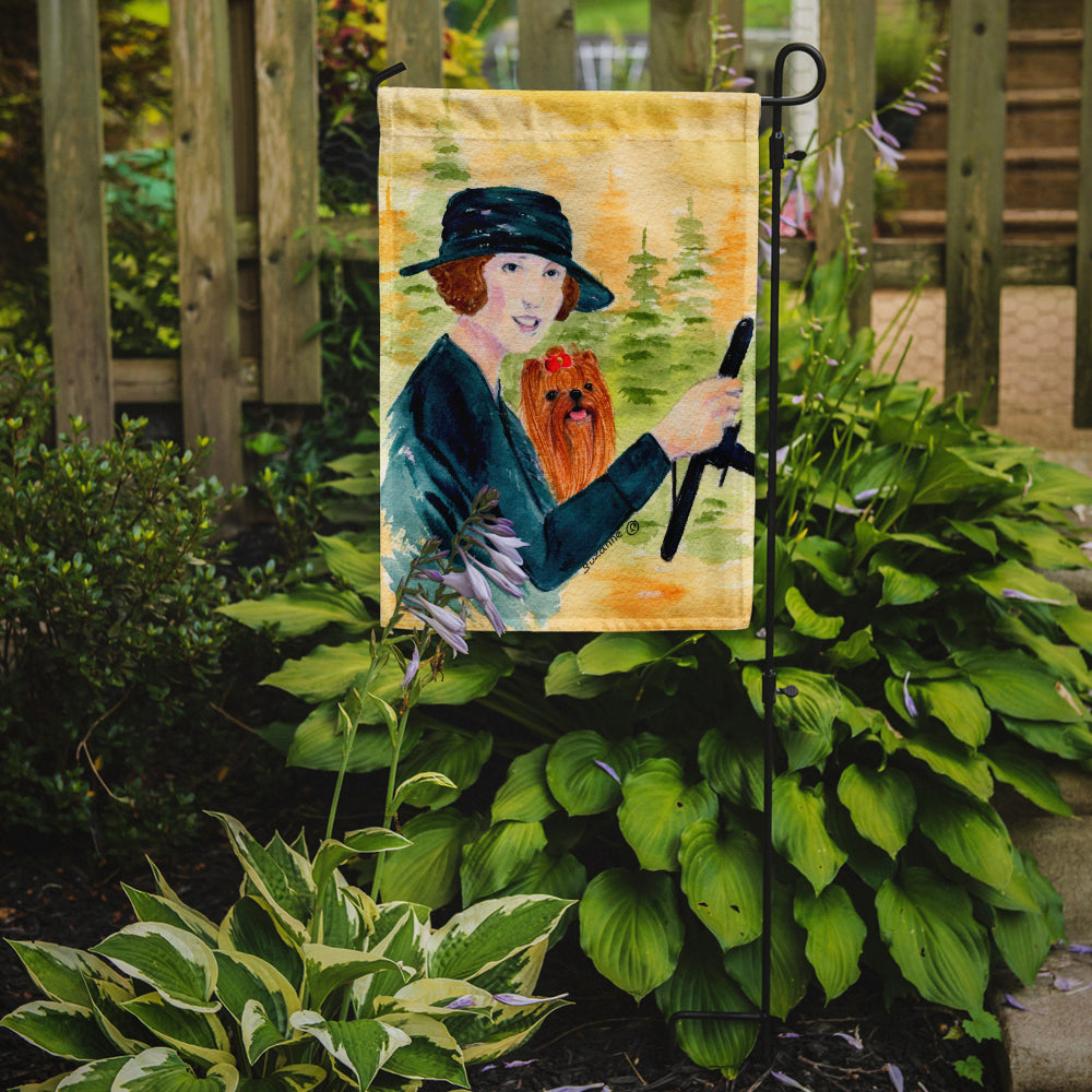 Lady driving with her Yorkie Garden Flag Mailbox Decorative Yard Banner Outside Patio Artwork for Flower Beds, Garden Size, Multicolor