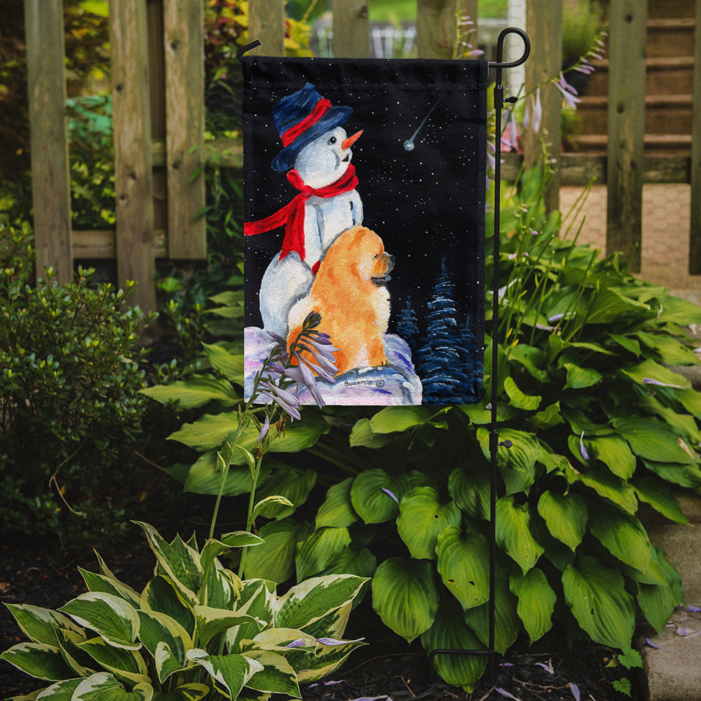 Snowman with Chow Chow Garden Flag Mailbox Decorative Yard Banner Outside Patio Artwork for Flower Beds, Garden Size, Multicolor