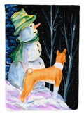 Snowman with Basenji Garden Flag Mailbox Decorative Yard Banner Outside Patio Artwork for Flower Beds, Garden Size, Multicolor