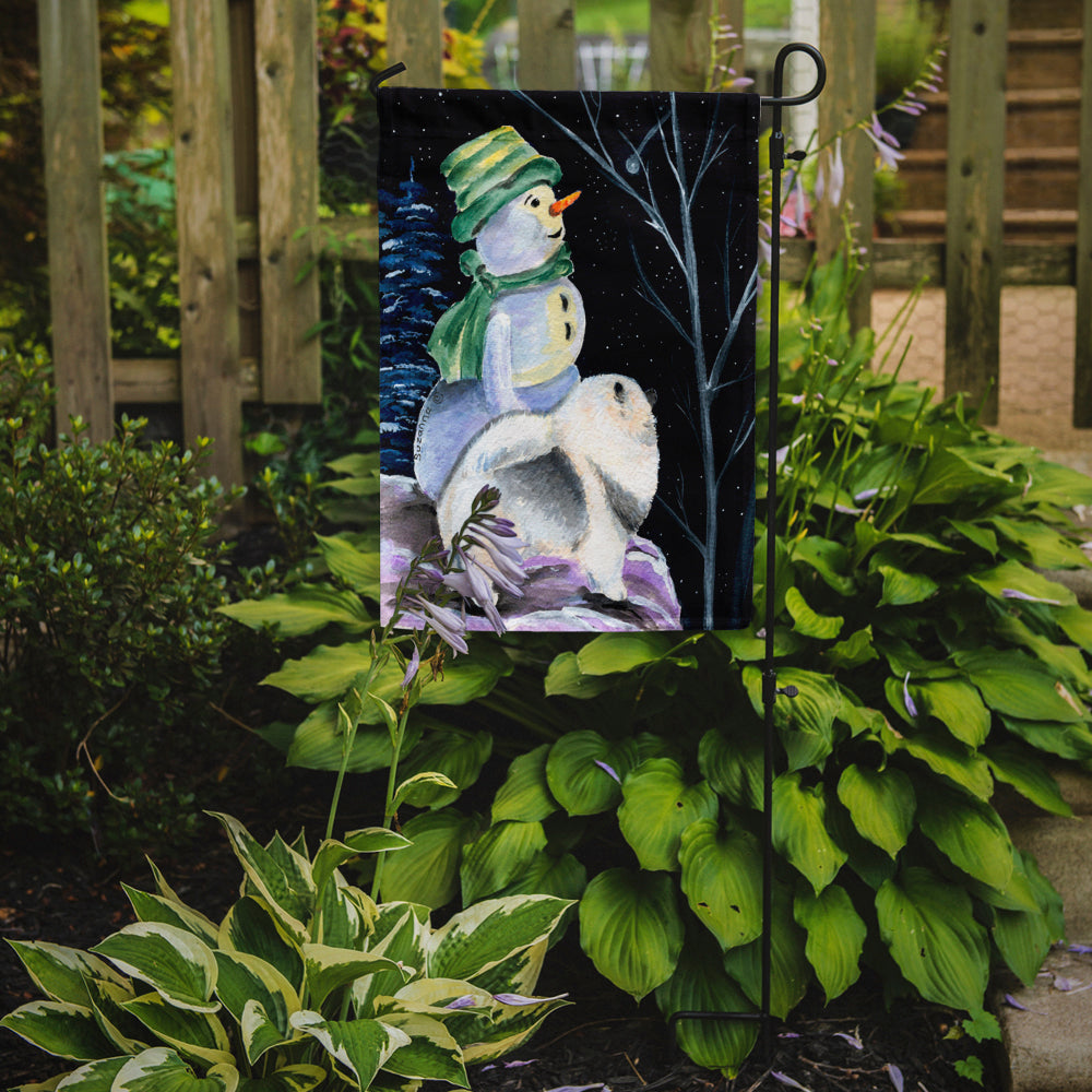 Snowman with Keeshond Garden Flag Mailbox Decorative Yard Banner Outside Patio Artwork for Flower Beds, Garden Size, Multicolor