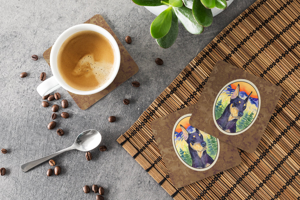 Doberman Foam Coasters Set of 4 Cup Coasters for Indoor Outdoor, Tabletop Protection, Anti Slip, Mouse pad Material