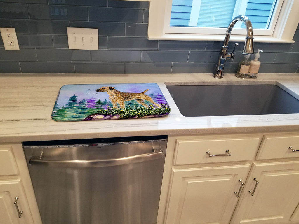 Border Terrier Dish Drying Mat Absorbent Dish Drying Mat Pad for Kitchen Counter Dish Drainer Mat for Countertop, 14 x 21", Multicolor