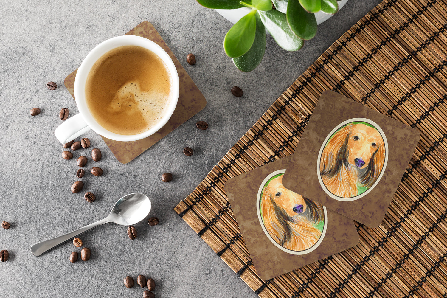 Dachshund Foam Coasters Set of 4 Cup Coasters for Indoor Outdoor, Tabletop Protection, Anti Slip, Mouse pad Material