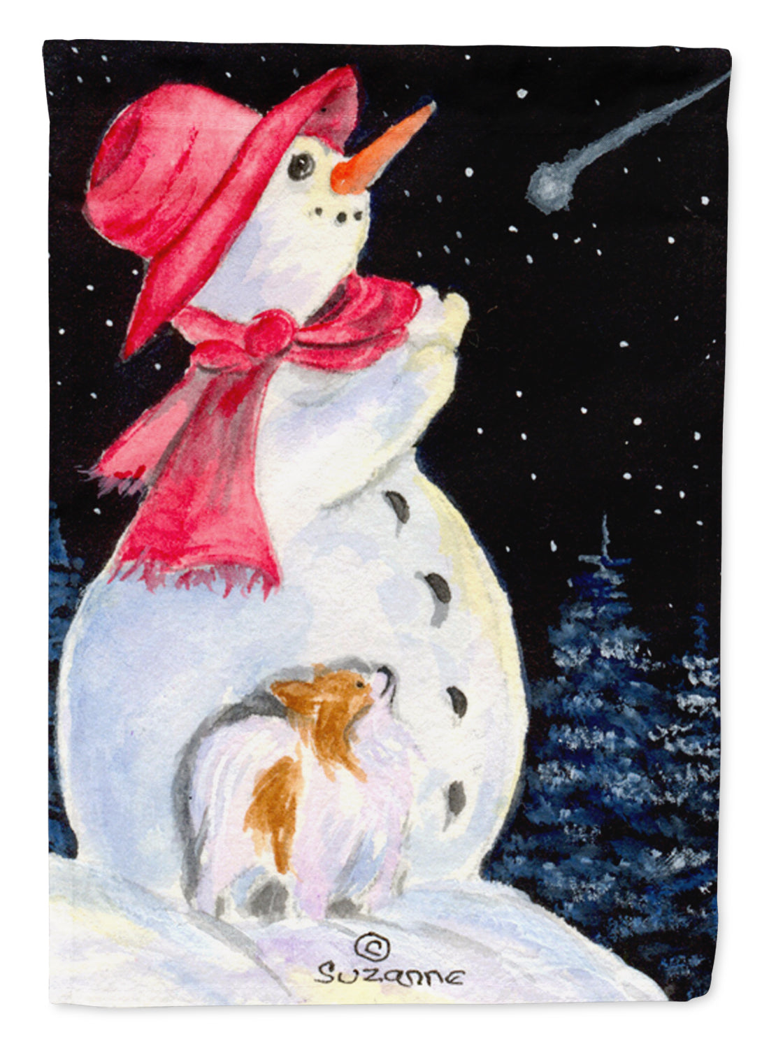 Snowman with Papillon Garden Flag Mailbox Decorative Yard Banner Outside Patio Artwork for Flower Beds, Garden Size, Multicolor