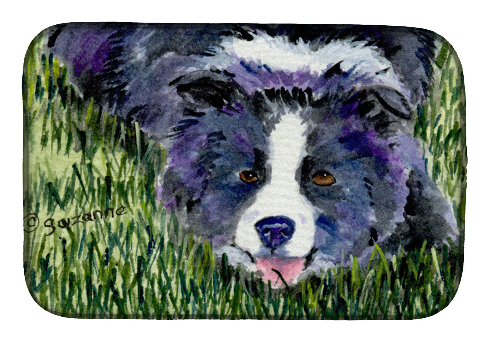 Border Collie Dish Drying Mat Absorbent Dish Drying Mat Pad for Kitchen Counter Dish Drainer Mat for Countertop, 14 x 21", Multicolor