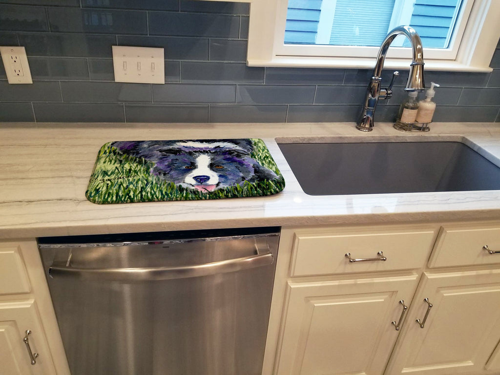 Border Collie Dish Drying Mat Absorbent Dish Drying Mat Pad for Kitchen Counter Dish Drainer Mat for Countertop, 14 x 21", Multicolor