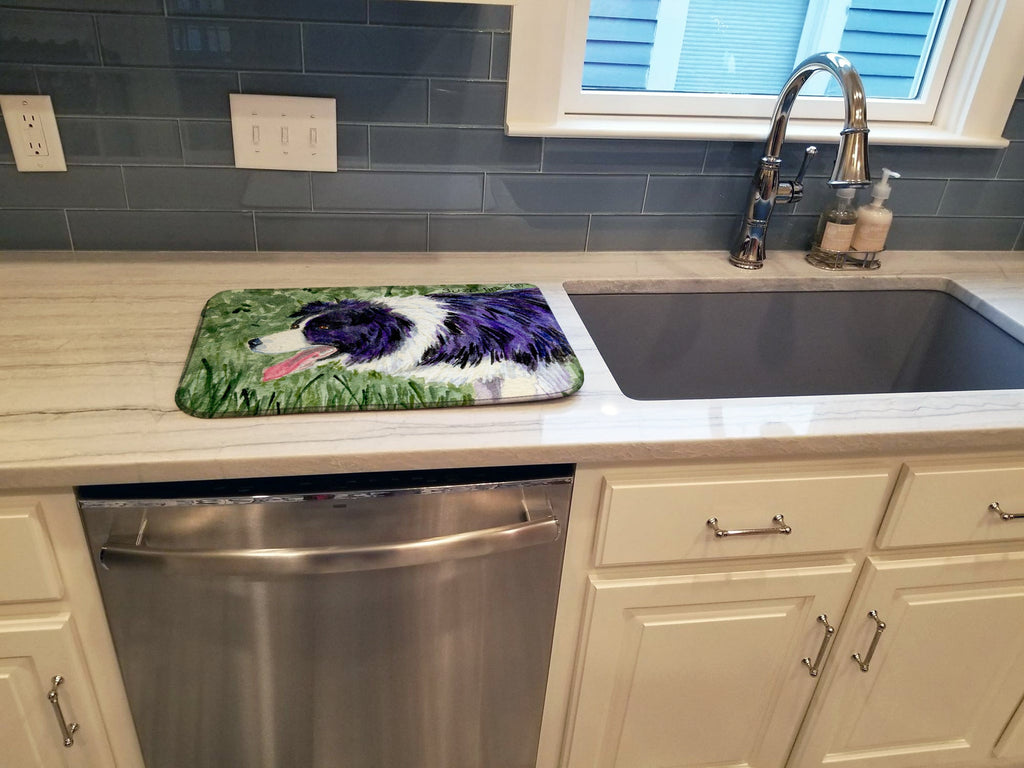 Border Collie Dish Drying Mat Absorbent Dish Drying Mat Pad for Kitchen Counter Dish Drainer Mat for Countertop, 14 x 21", Multicolor