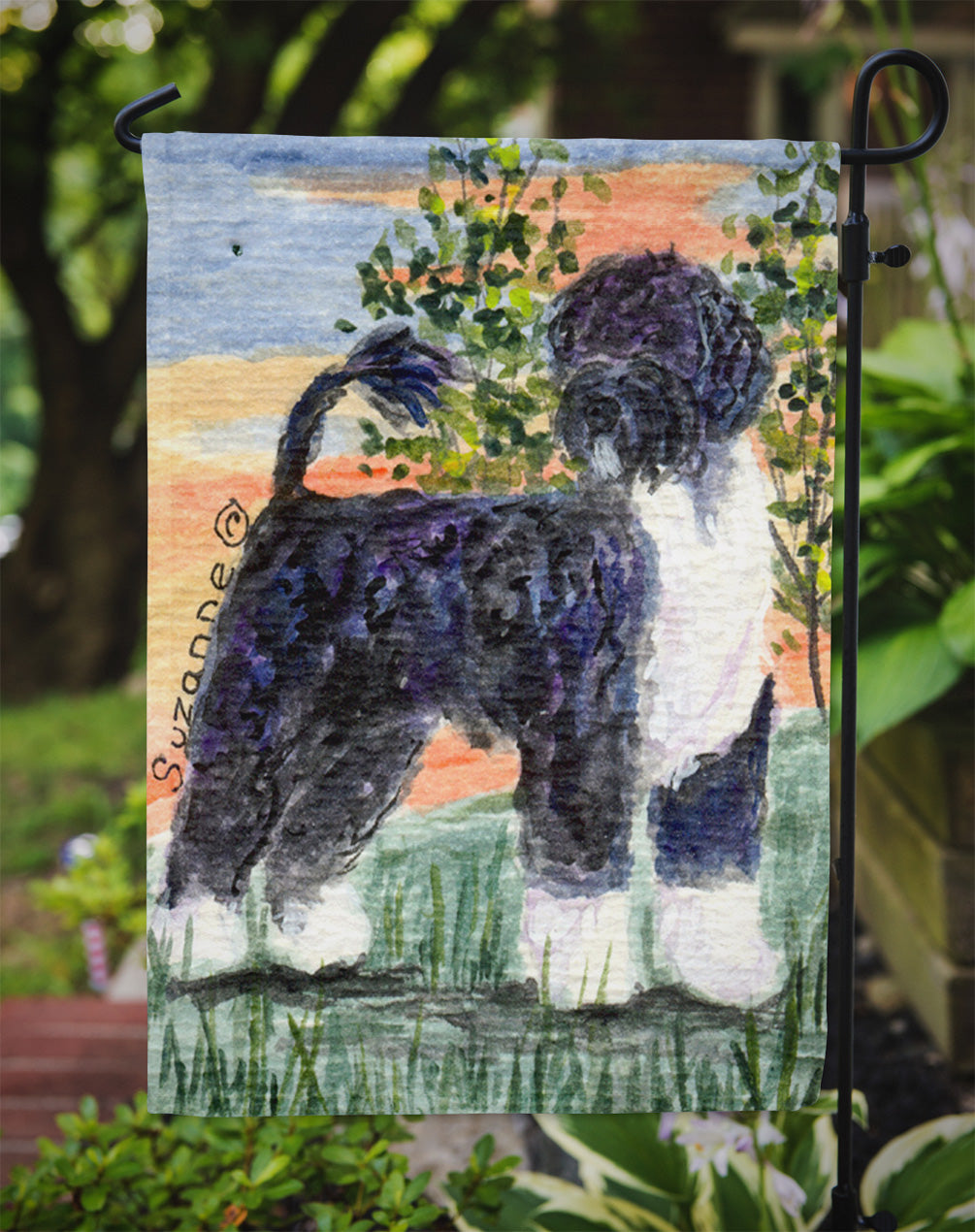 Portuguese Water Dog Garden Flag Mailbox Decorative Yard Banner Outside Patio Artwork for Flower Beds, Garden Size, Multicolor