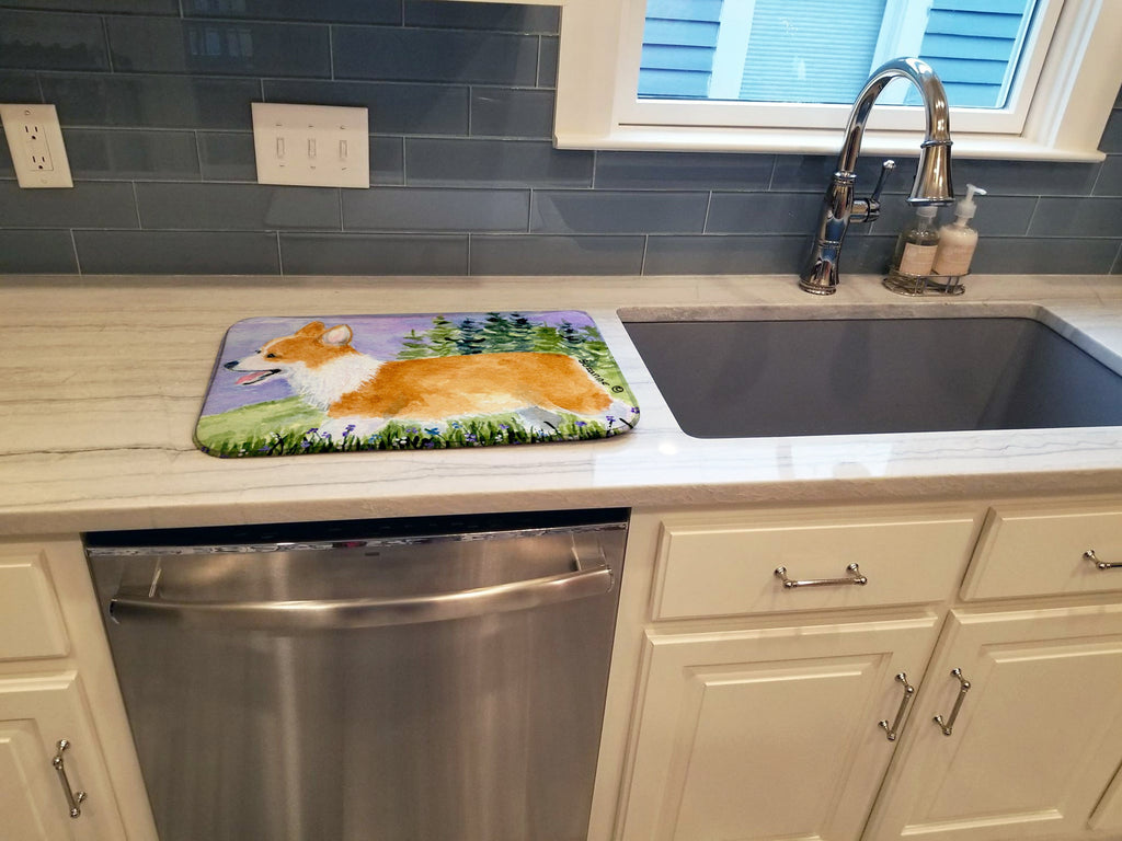 Corgi Dish Drying Mat Absorbent Dish Drying Mat Pad for Kitchen Counter Dish Drainer Mat for Countertop, 14 x 21", Multicolor