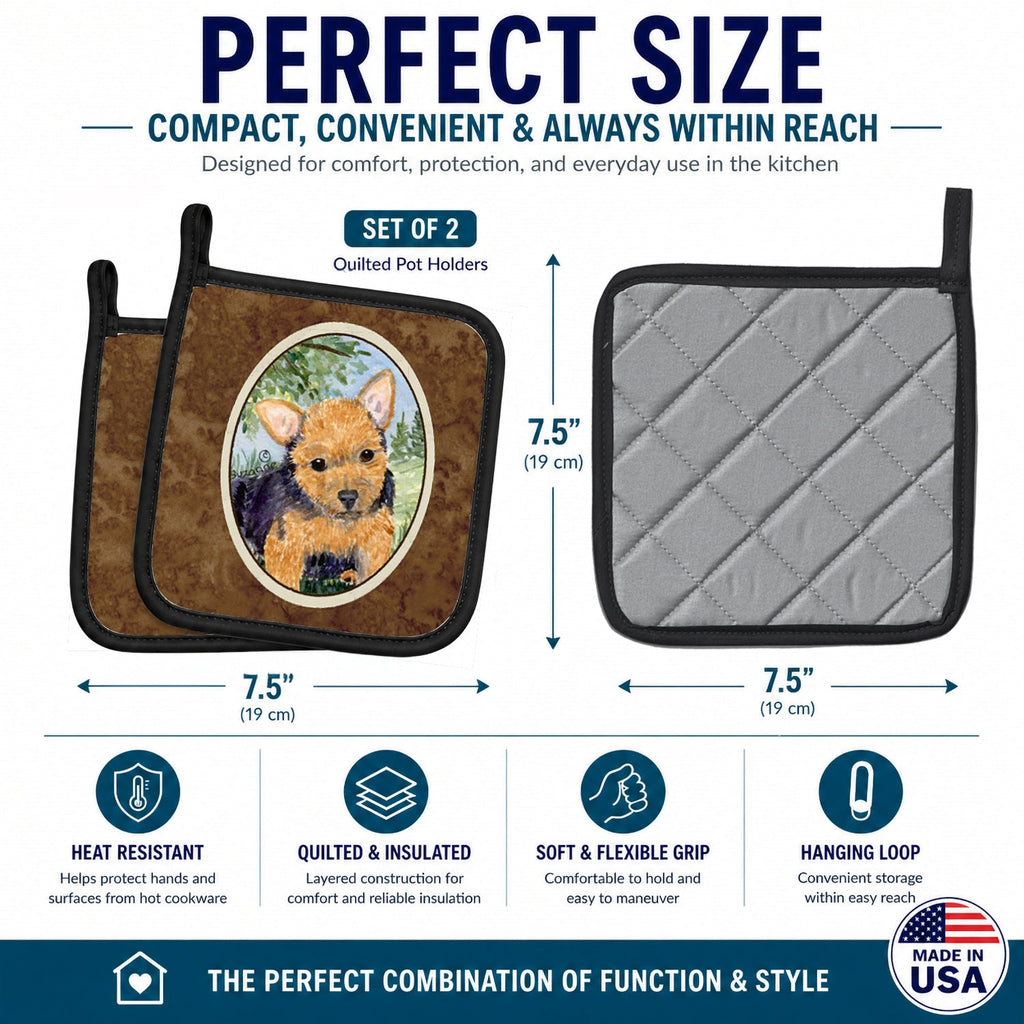 Norwich Terrier Pot Holder Set of 2 | Quilted Hot Pads