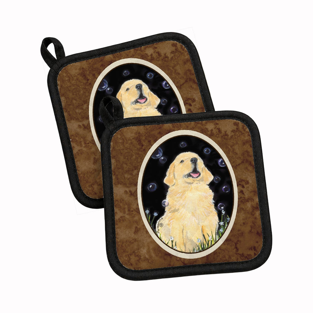 Golden Retriever Pot Holder Set of 2 | Quilted Hot Pads