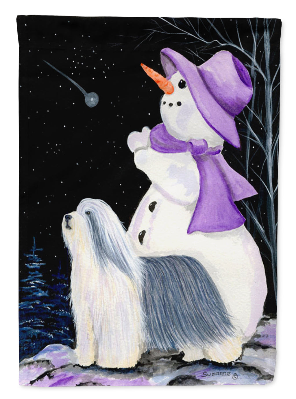 Snowman with Bearded Collie Garden Flag Mailbox Decorative Yard Banner Outside Patio Artwork for Flower Beds, Garden Size, Multicolor
