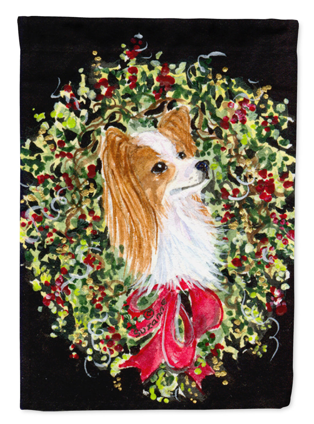 Christmas Wreath Papillon Garden Flag Mailbox Decorative Yard Banner Outside Patio Artwork for Flower Beds, Garden Size, Multicolor