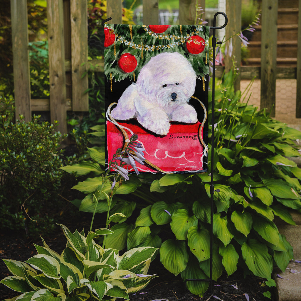Christmas Tree with Bichon Frise Garden Flag Mailbox Decorative Yard Banner Outside Patio Artwork for Flower Beds, Garden Size, Multicolor