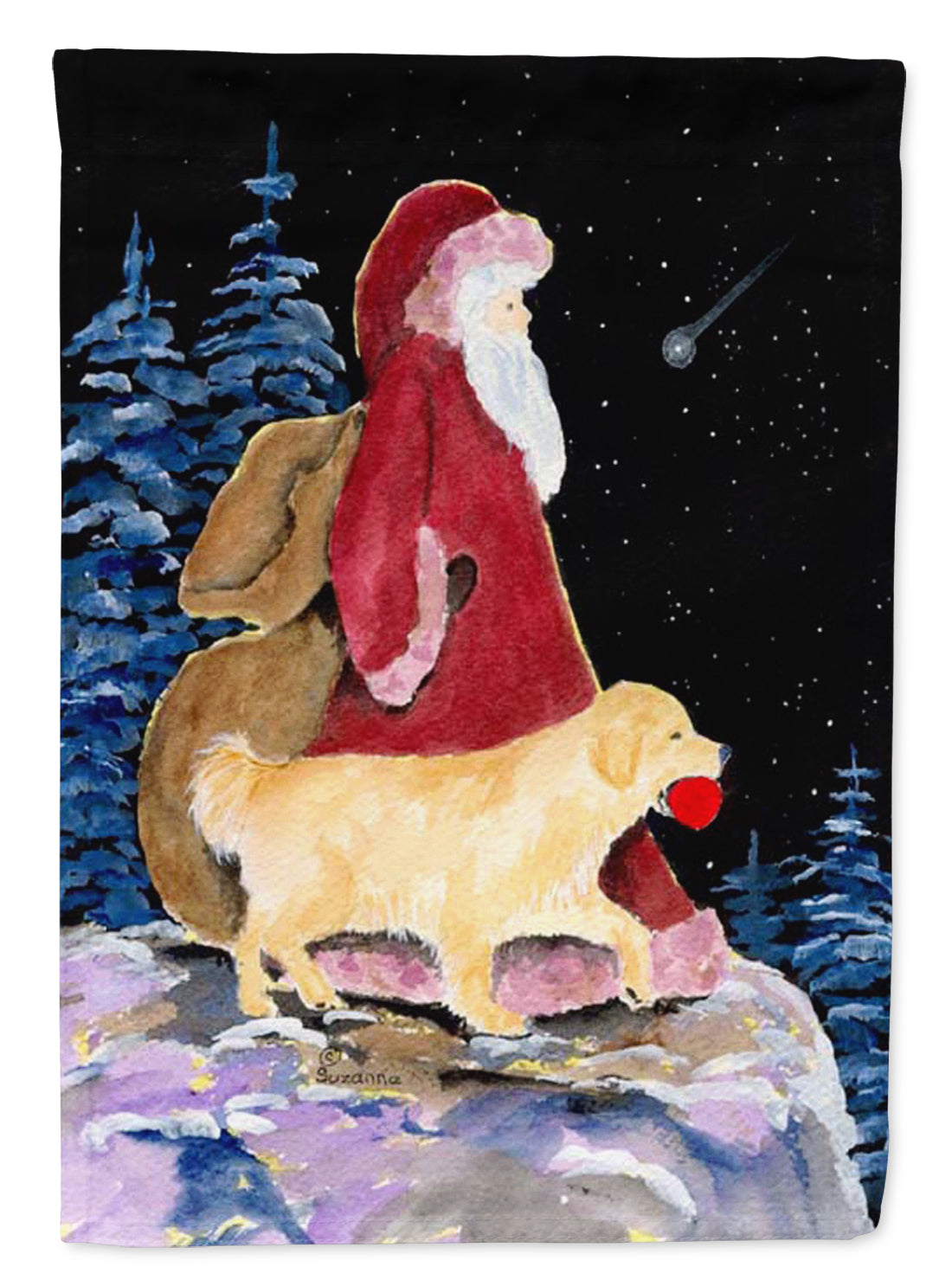 Santa Claus with Golden Retriever Garden Flag Mailbox Decorative Yard Banner Outside Patio Artwork for Flower Beds, Garden Size, Multicolor