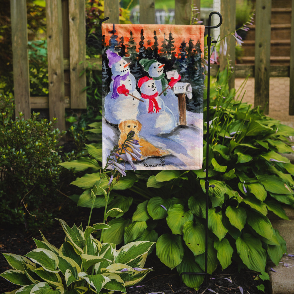 Snowman with Golden Retriever Garden Flag Mailbox Decorative Yard Banner Outside Patio Artwork for Flower Beds, Garden Size, Multicolor