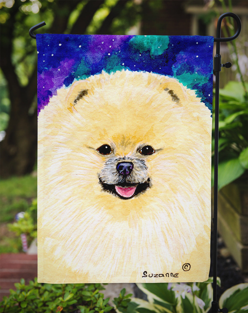 Pomeranian Garden Flag Mailbox Decorative Yard Banner Outside Patio Artwork for Flower Beds, Garden Size, Multicolor