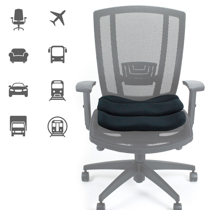 ObusForme Contoured Seat Cushion - Black Ergonomic Comfort for Office, Home & Car