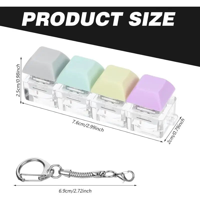 Portable Keyboard Switch Tester | 4 Mechanical Switches with Carabiner Fidget Toy