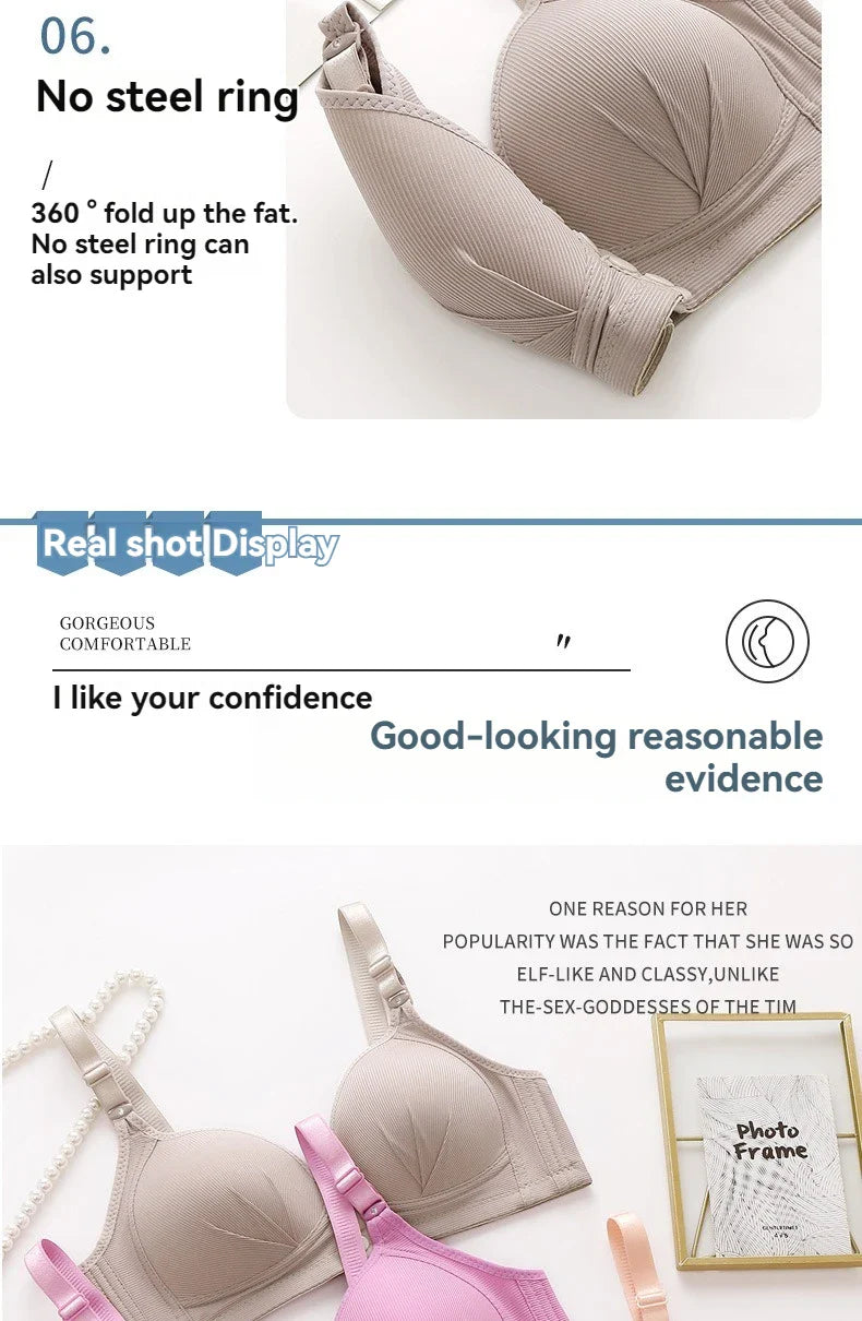 New Large Size Front Buckle Sexy Push up WOMEN'S Bra Adjustable Thin Cup Breathable Comfortable Middle-aged Mom Ladies Underwear