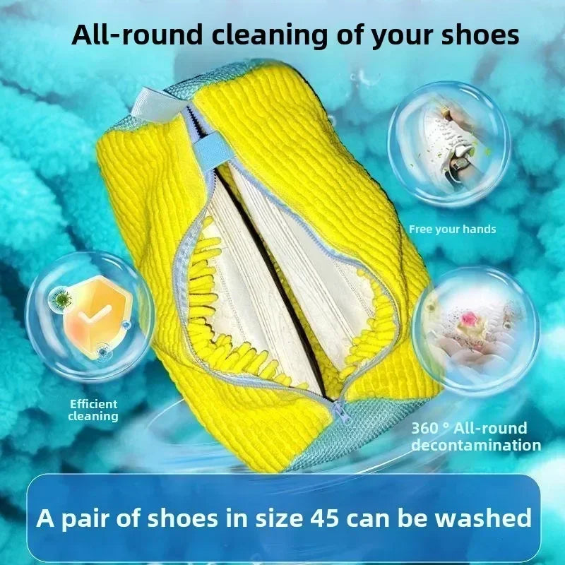 Laundry Bags Shoe Washing Machine Bag-with Zipper Laundry Bag with Rich Fluff Inside,Perfect for Sneakers with Shoe Brush