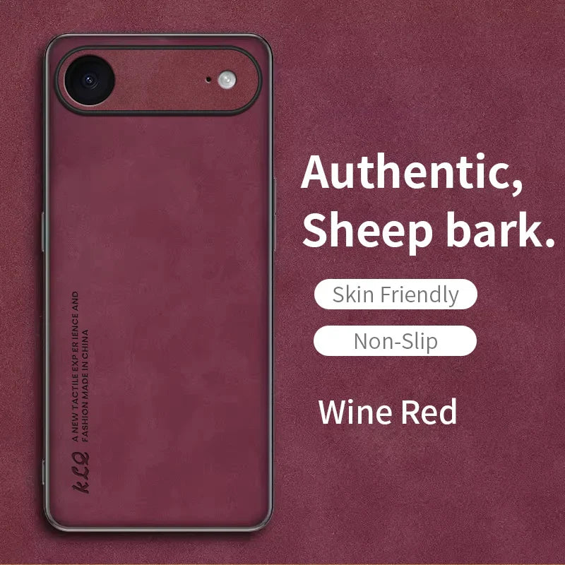 For Iphone 17 Air Case Luxury Sheepskin Leather Silicone Shockproof Bumper Cover for Iphone 17 Pro Max Protective Matte Shell