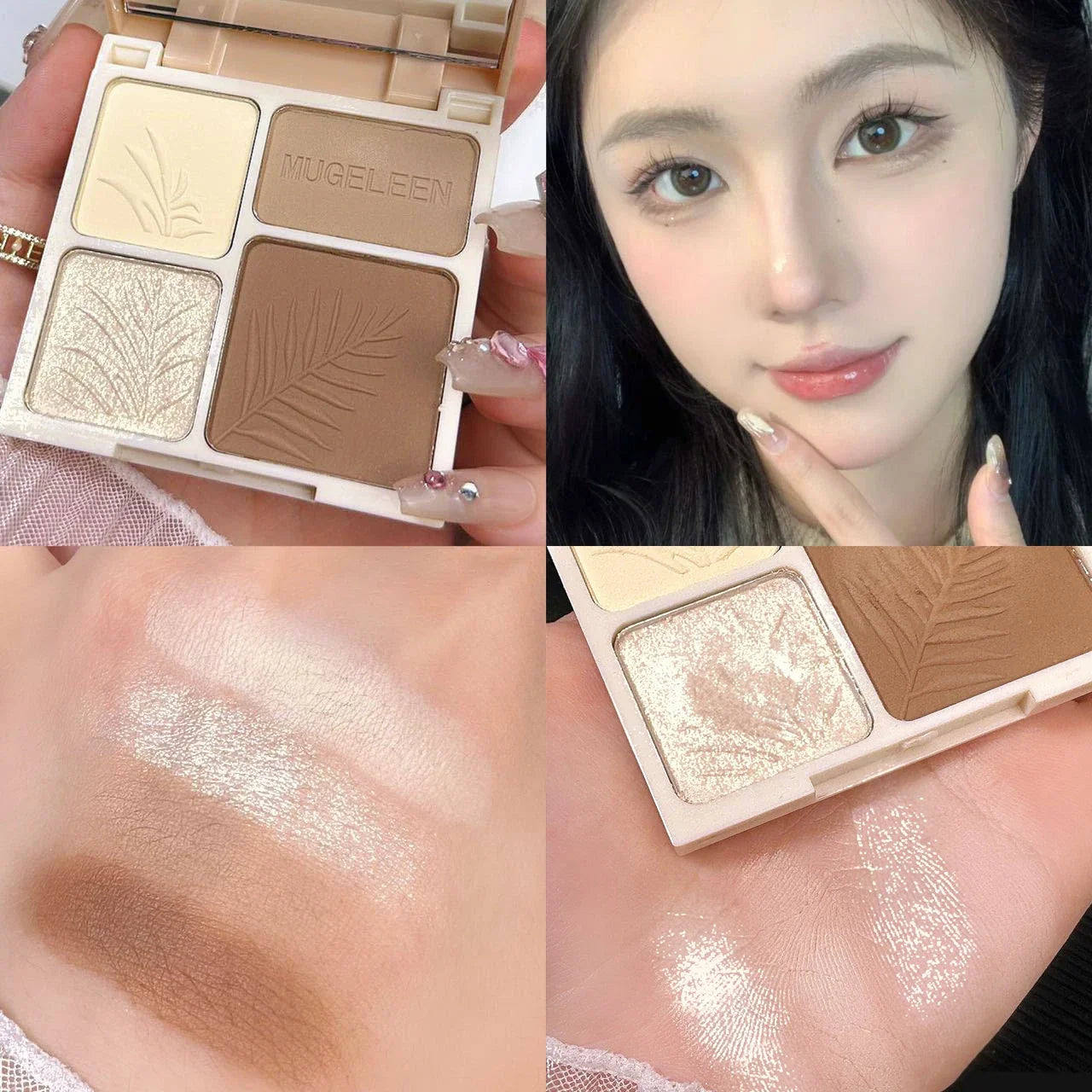 4 Colors Highlighter Contour 3D Facial Bronzer Cosmetic Brightening Beige Matte Highlights Palette Nose Shadow Powder Makeup