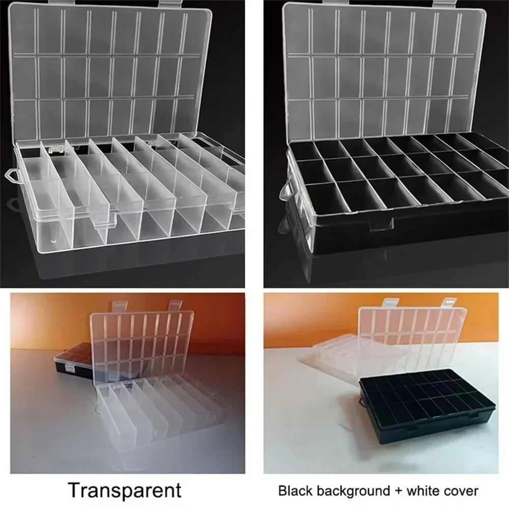 Clear 24-Compartment Plastic Storage Box – Organizer for Crafts, Beads, Jewelry & Small Items (1 Pack)