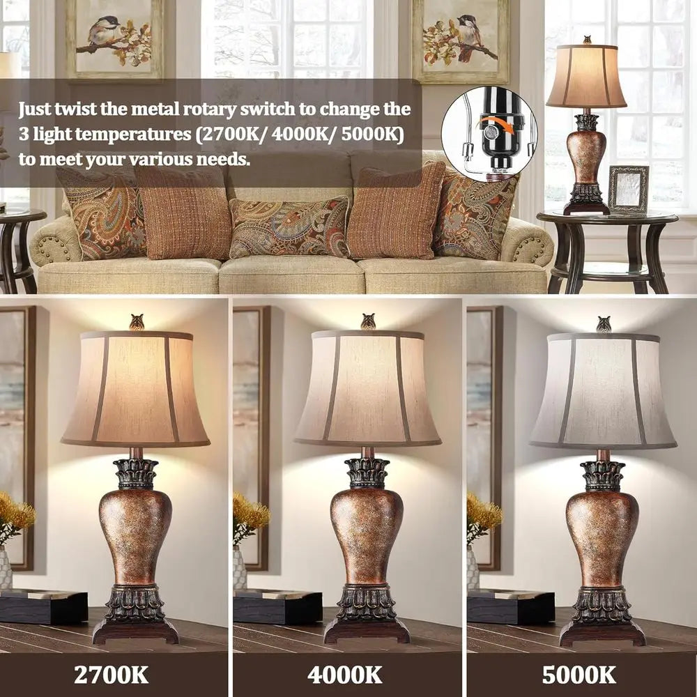 Rustic Tall Armhouse Table Lamps, Dimmable Western Style Living Room