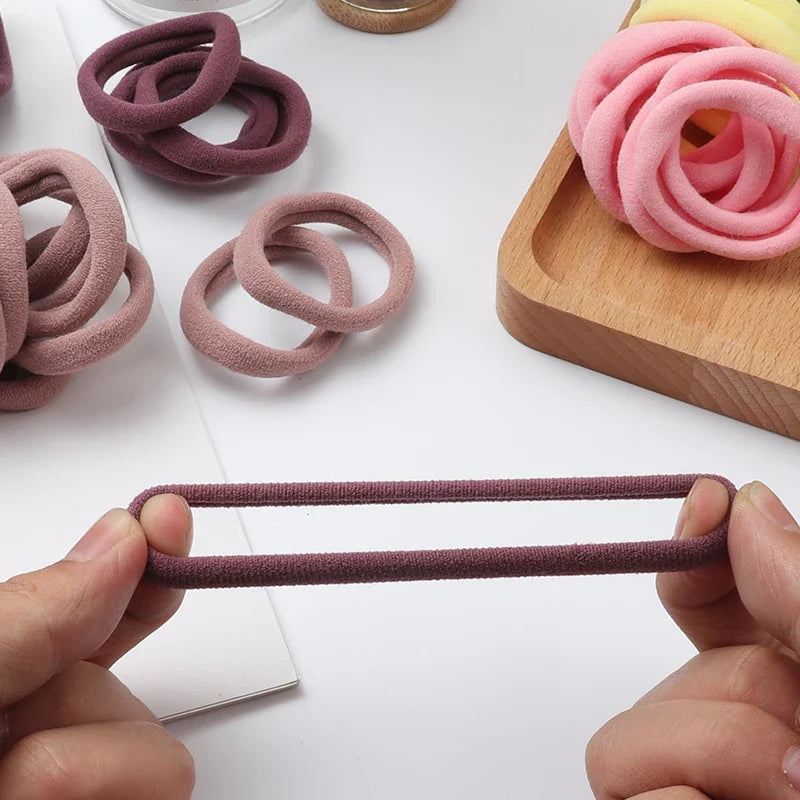 Everyday Gentle Hair Ties Set of 50, Breathable Fabric Hair Bands for Smooth Styling (Neutral Colors)