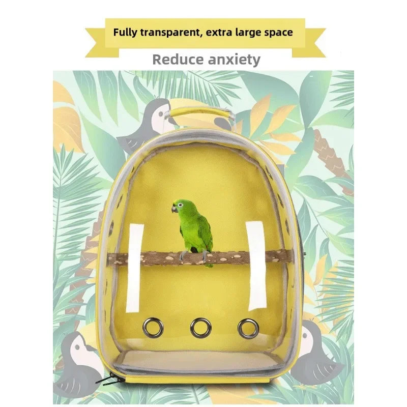 Bird Traval Carrier Cage Clear Backpack to Carry Parakeet Cockatiel Parrot with Metal Tray Wood Perch parrot cage bird nest