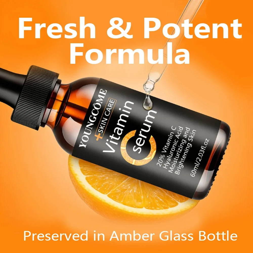 YOUNGCOME Vitamin C Hyaluronic Acid Serum - Daily Hydrating & Radiance-Boosting Facial Essence for All Skin Types 40/60ML